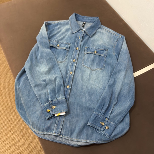 女式复古休闲叠搭牛仔衬衣8940