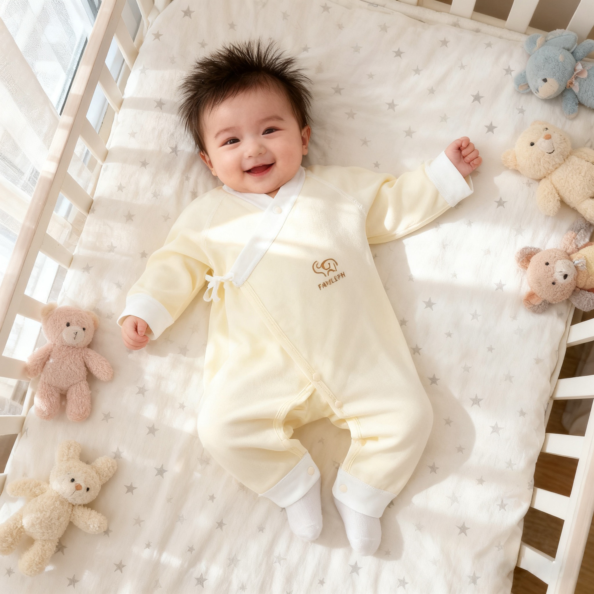 舒绒棉连体衣四季无骨婴儿哈衣空调服秋冬打底睡衣新生儿和尚服