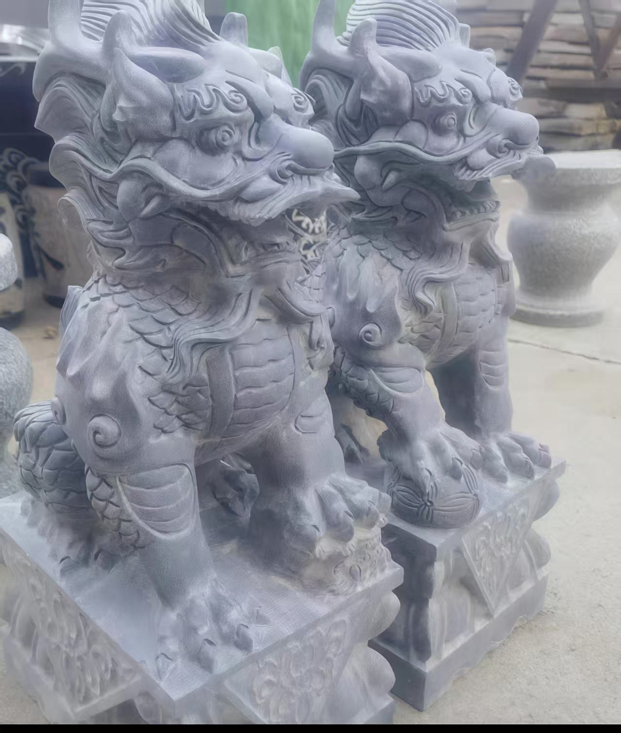 青石公司庭院小院会所酒店别墅摆件石头龙爪麒麟天然原石雕刻整石