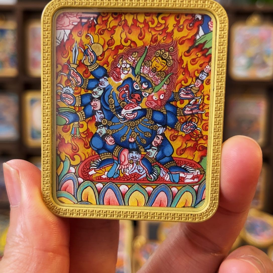 装裱画热贡手绘大威德，