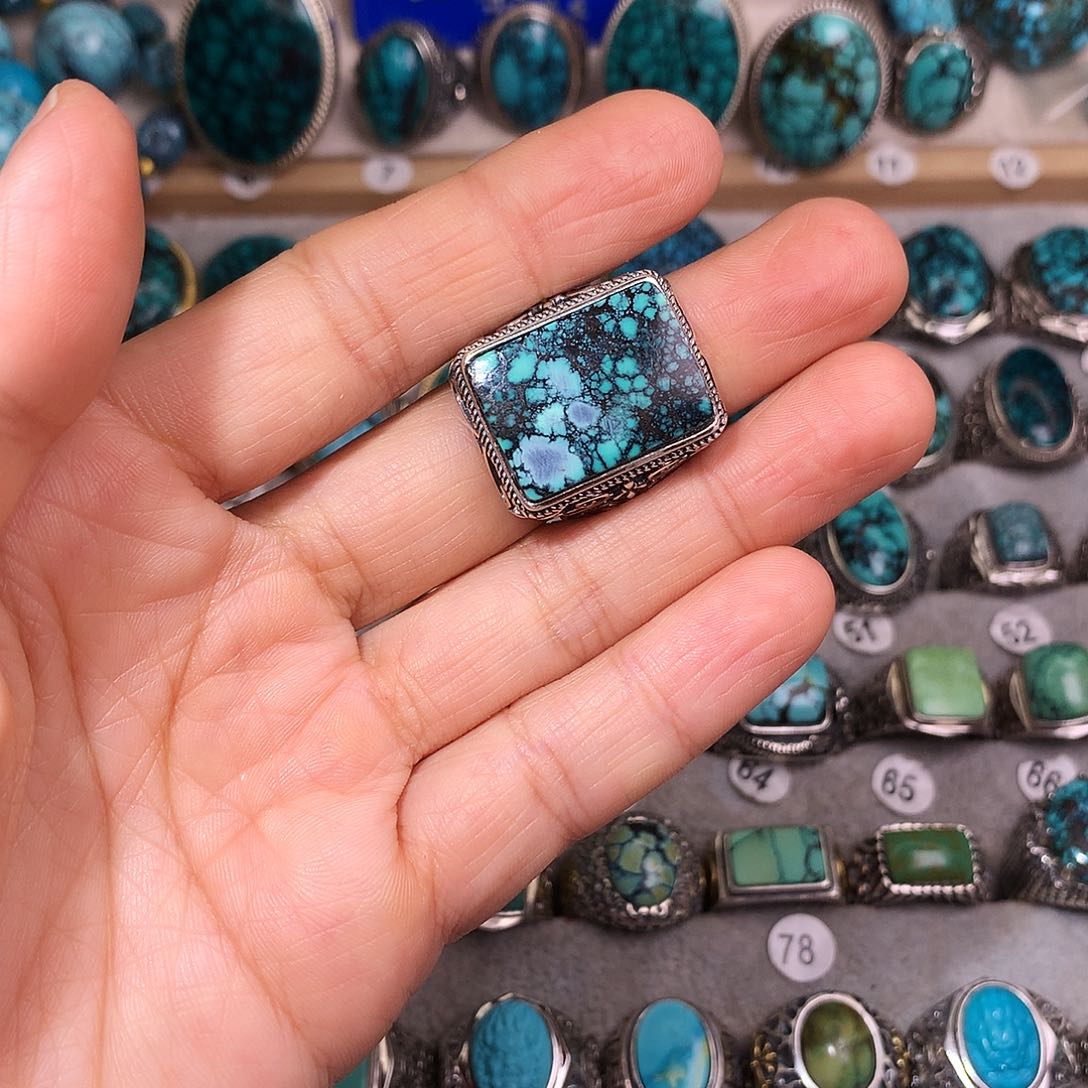 绿松石挂件银S925镶嵌莎**拉