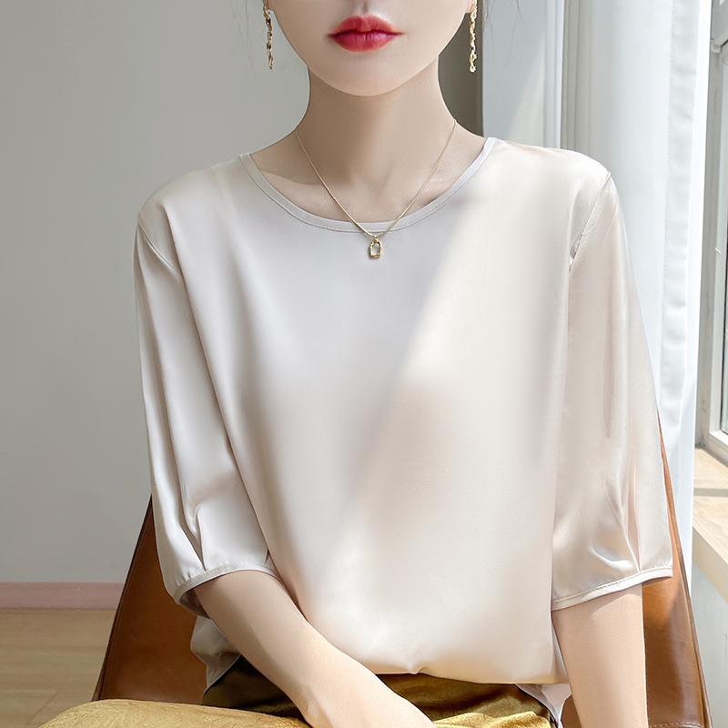 25夏季高定女神圆领短袖时尚百搭新中式宽松纯色N