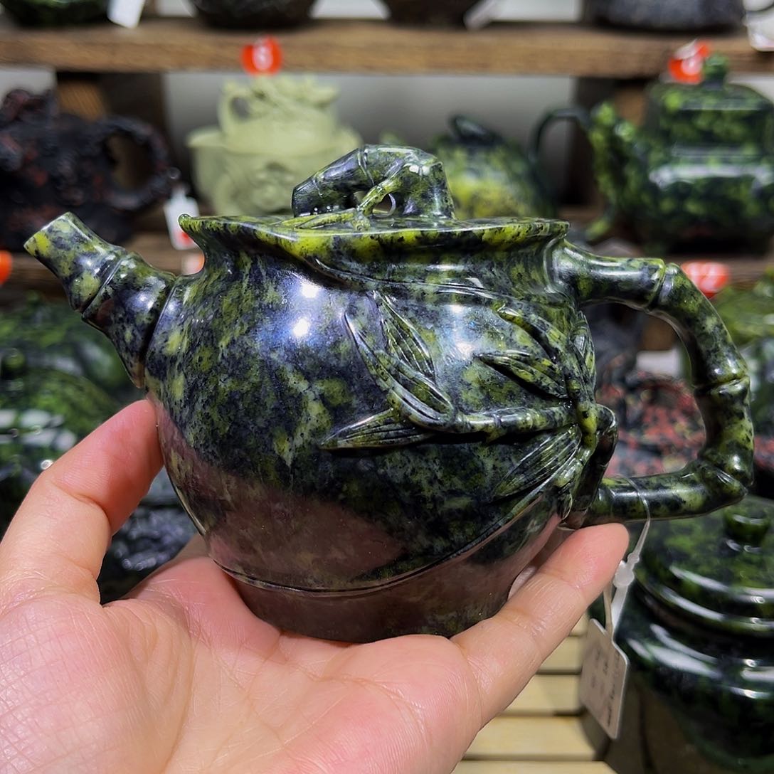 石材藏玉药王石竹节壶盖暇