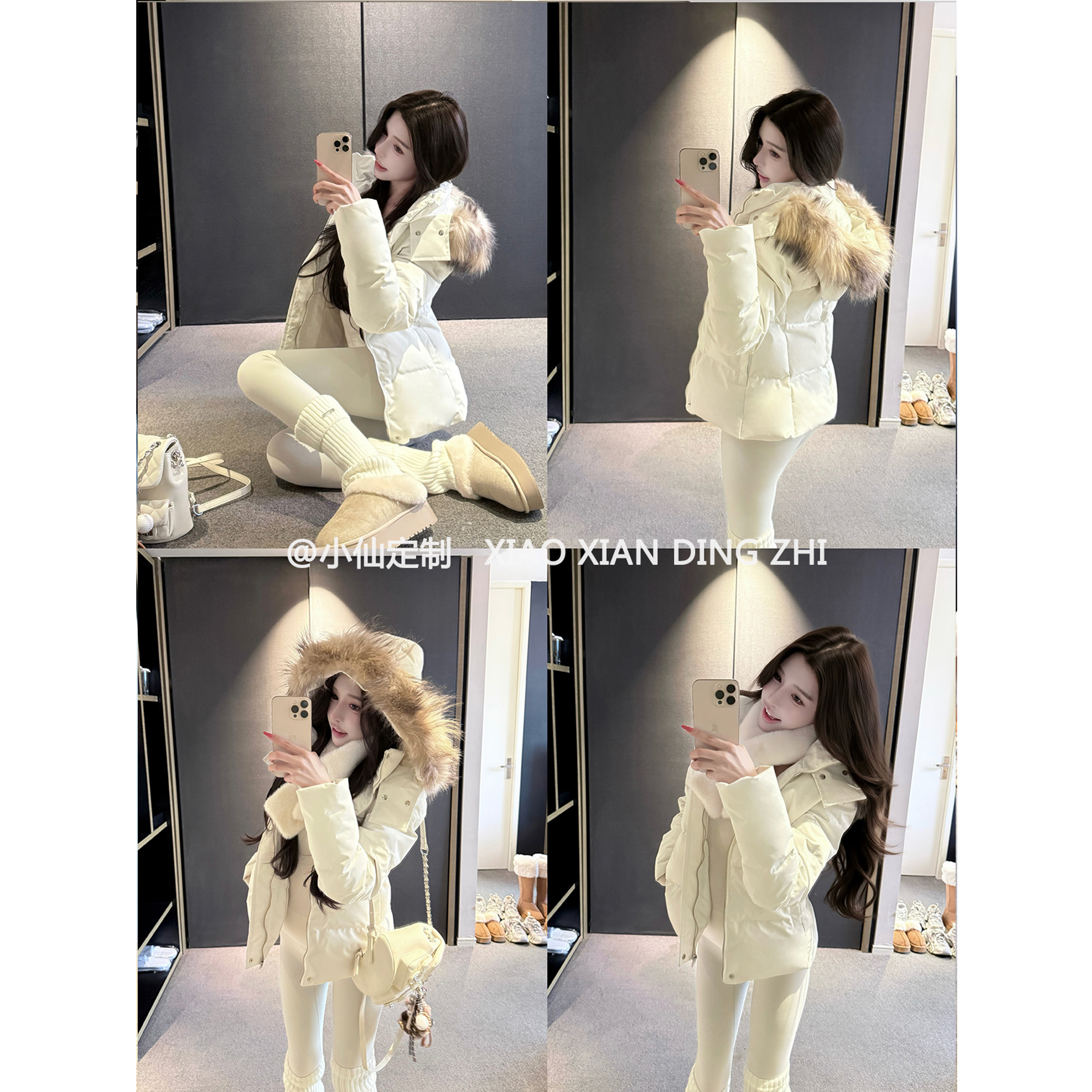 【小仙定制】90白鸭绒“高定三防”貉子毛领两色修身显瘦羽绒服外套