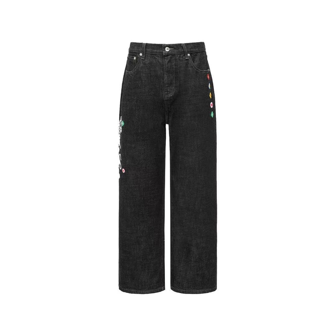 GOODBRAND2025SS GOODLOVES小花刺绣时尚复古原浆牛仔裤 男女同款
