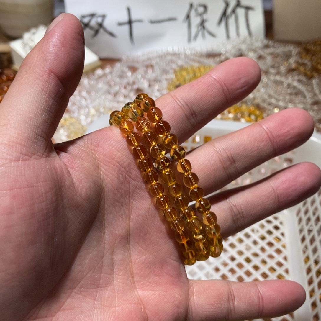 m***r非金属6mm姜黄手串放漏款