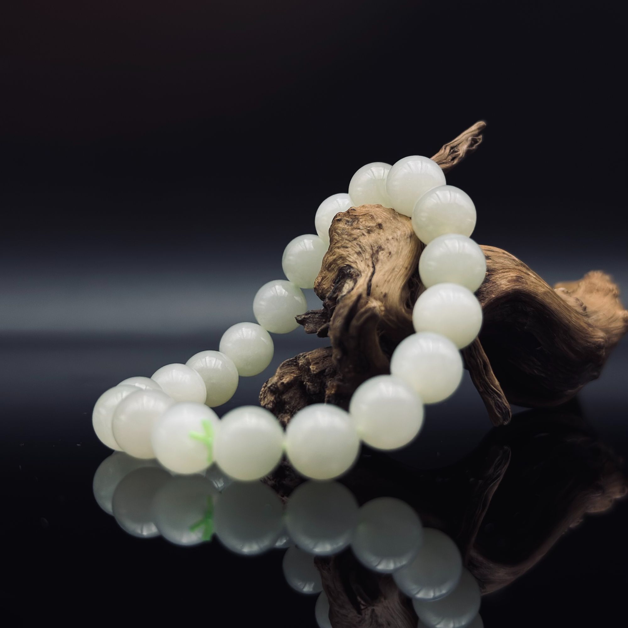 和田玉晴水圆珠手串（卡10）2223