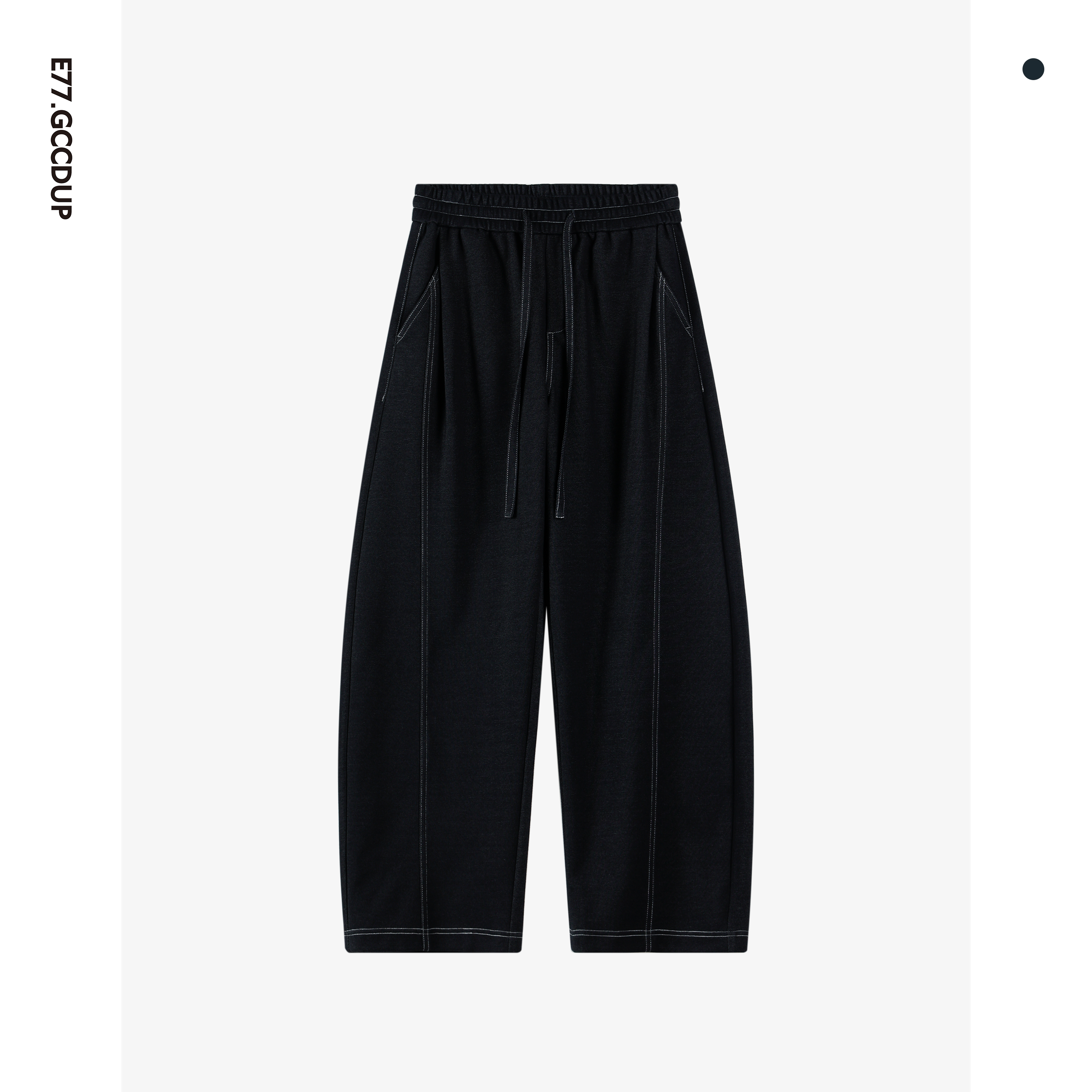 GCCDUPE77『经纬度』秋冬重磅丹宁针织牛仔休闲裤时尚宽松抽绳长裤