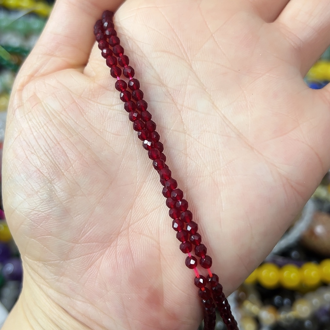 玛瑙/玉髓合金珠宝半成品，卡3紫牙乌石榴石2条