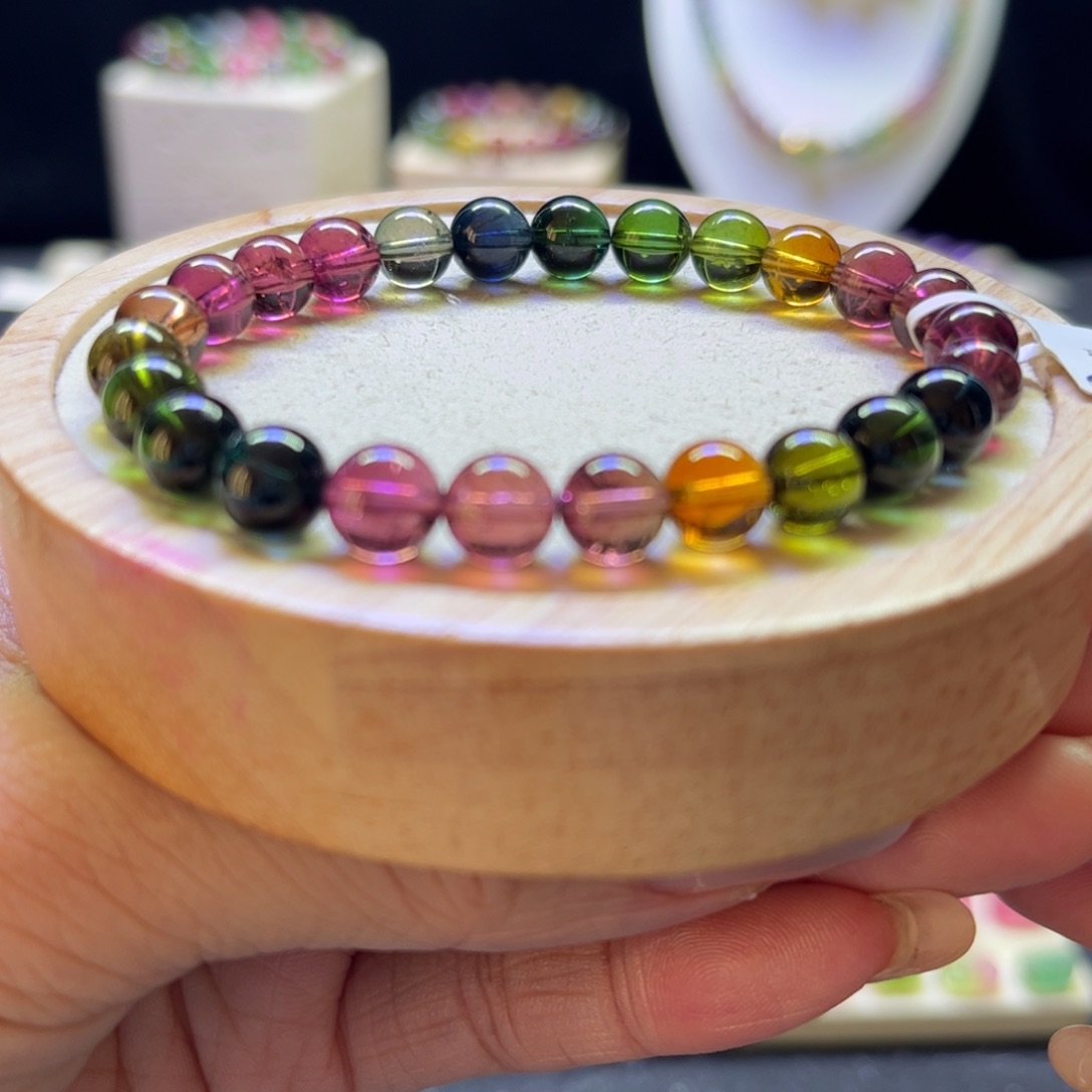 碧玺手链未镶嵌老矿7.4mm