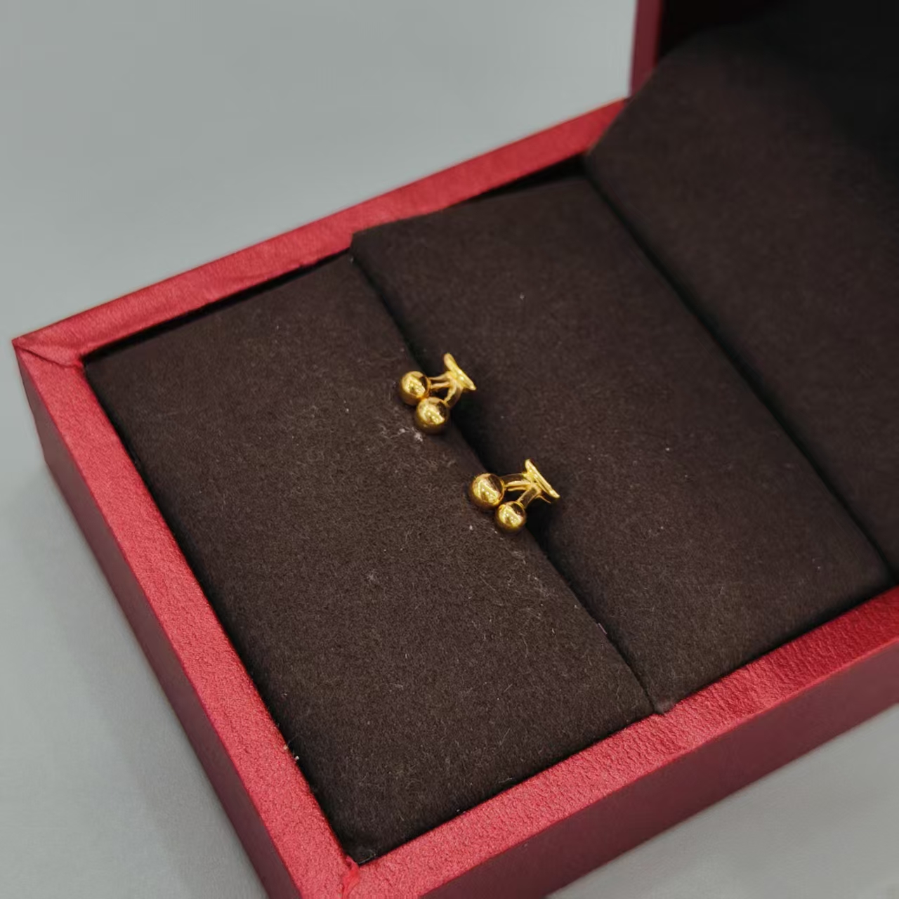珺铺黄金 足金999【一店】5G小樱桃直针耳钉