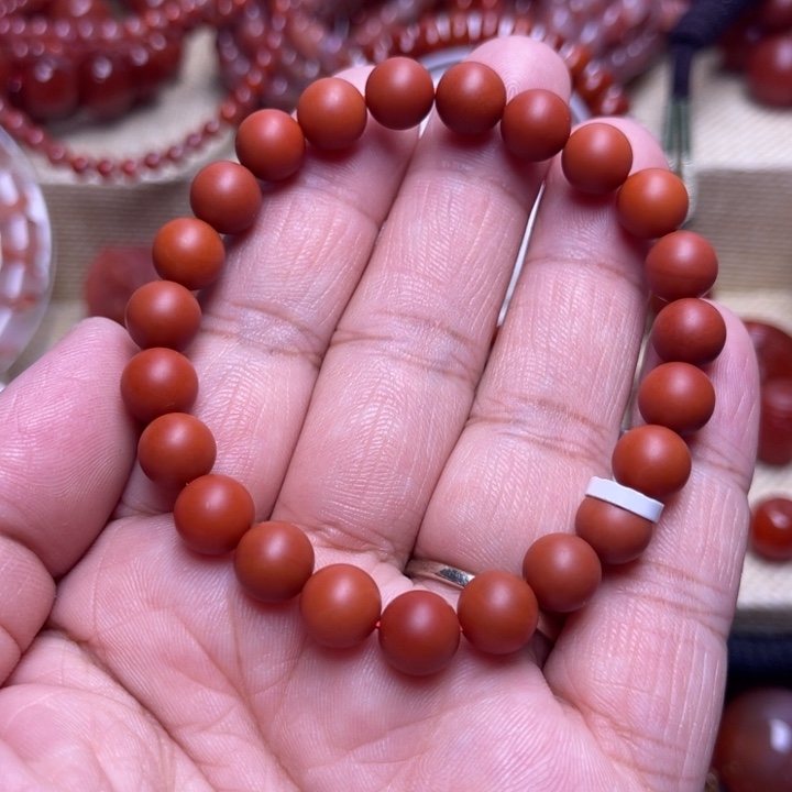 南红玛瑙未镶嵌手链压光8 M