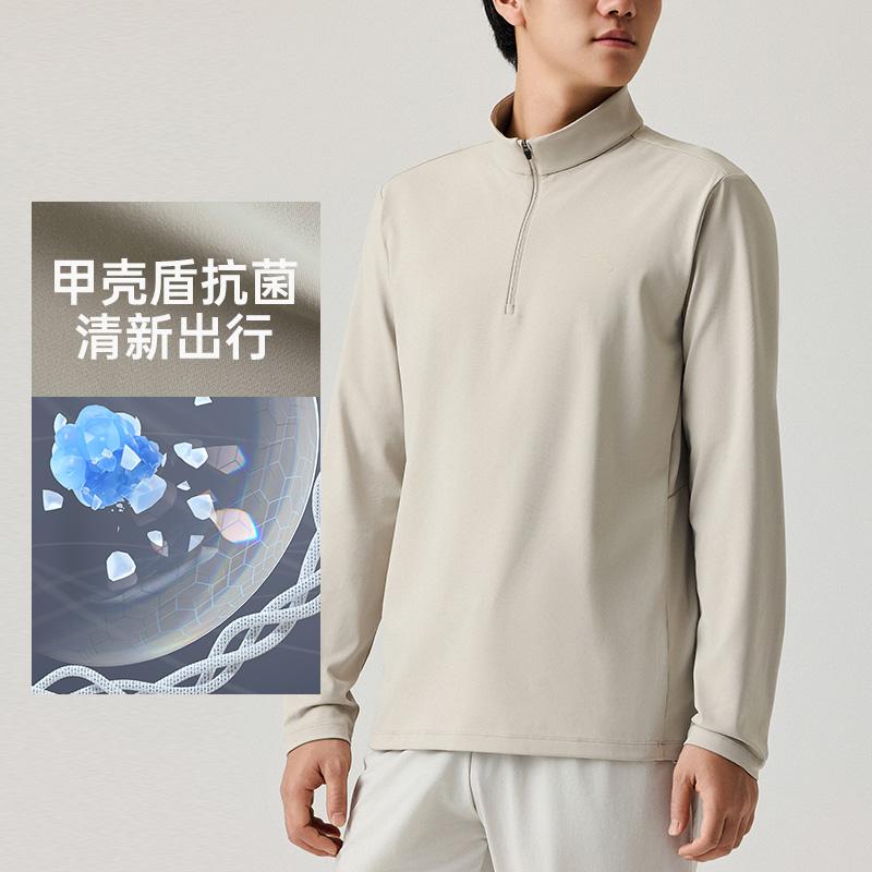 【竞速跑】安踏秋季户外跑步训练健身男款保暖透气半拉链立领长袖