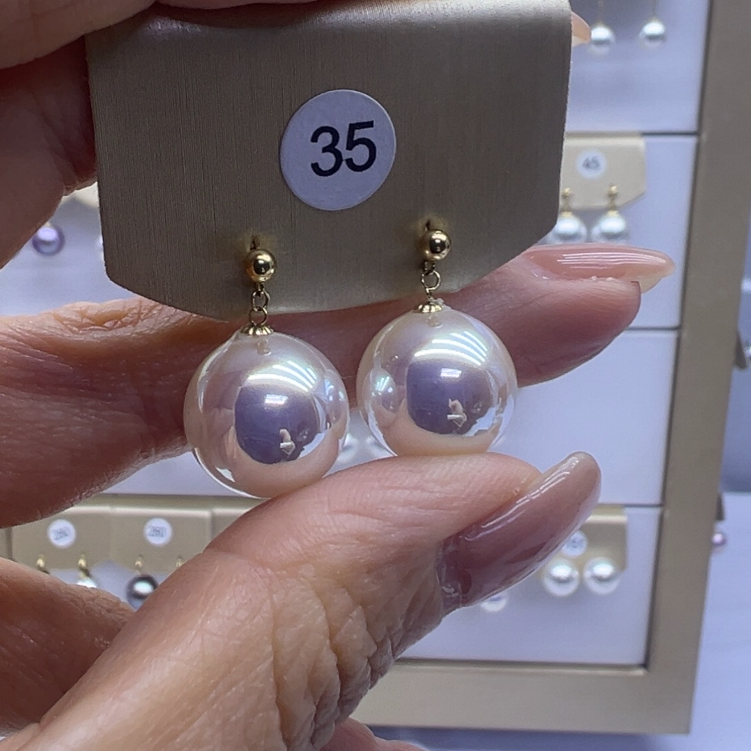 18K金镶嵌淡水珍珠耳饰