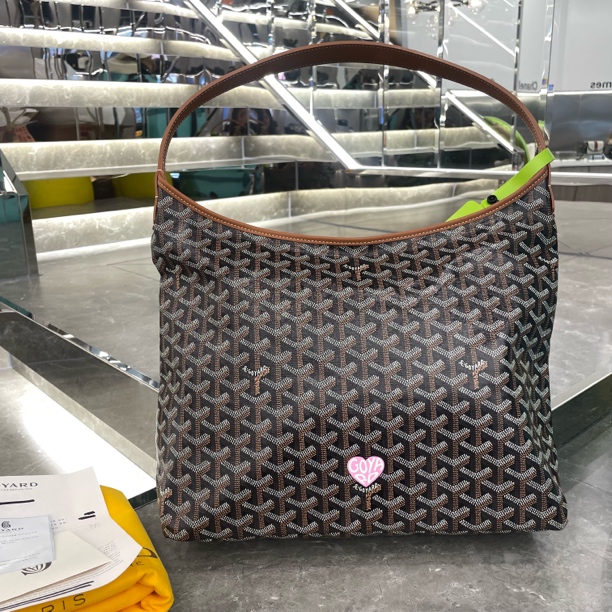 全新未使用 Gaoy/戈雅 黑棕hobo 浅粉爱心戈雅 腋下包