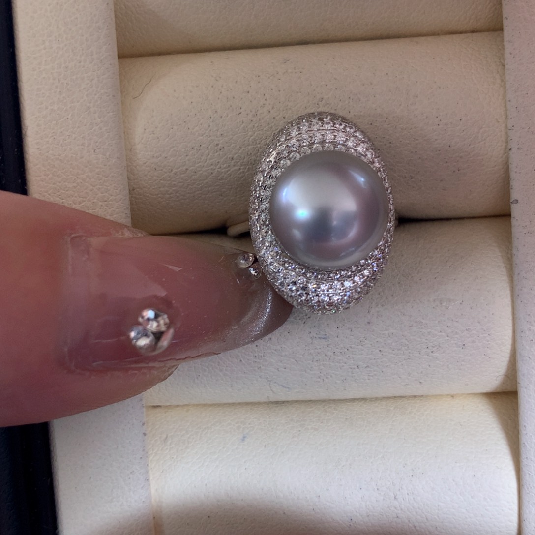 海水珍珠戒指银S925镶嵌