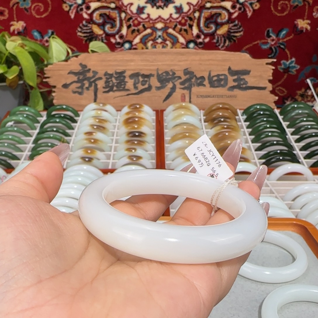 和田玉未镶嵌手镯天然新疆和田玉羊脂白玉手镯泥鳅背老熟条宽12+