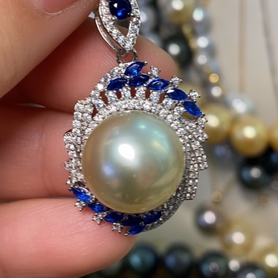 海水珍珠颈饰银S925镶嵌13.6