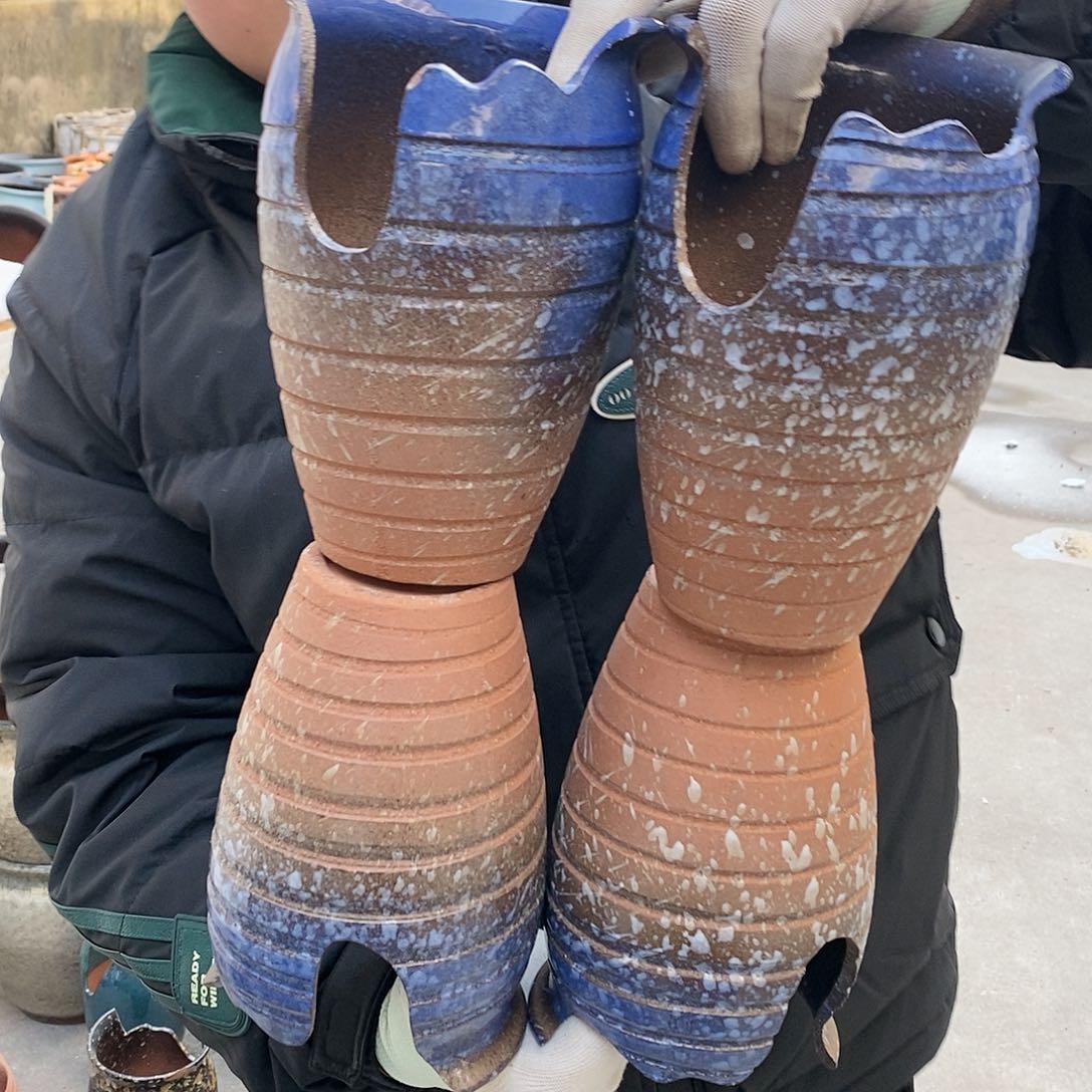 紫砂花盆瑕疵口13高18瑕疵