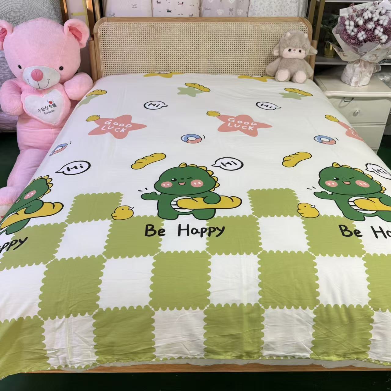 【床单宠粉】纯棉亲肤粉色斜纹印花床单学生宿舍单人夹棉双面透气