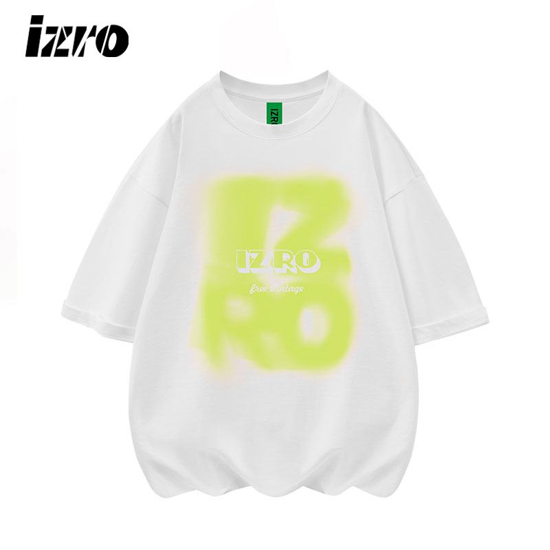 IZRO创世系 夏季新款泼墨光晕设计宽松圆领重磅纯棉T恤男女同款