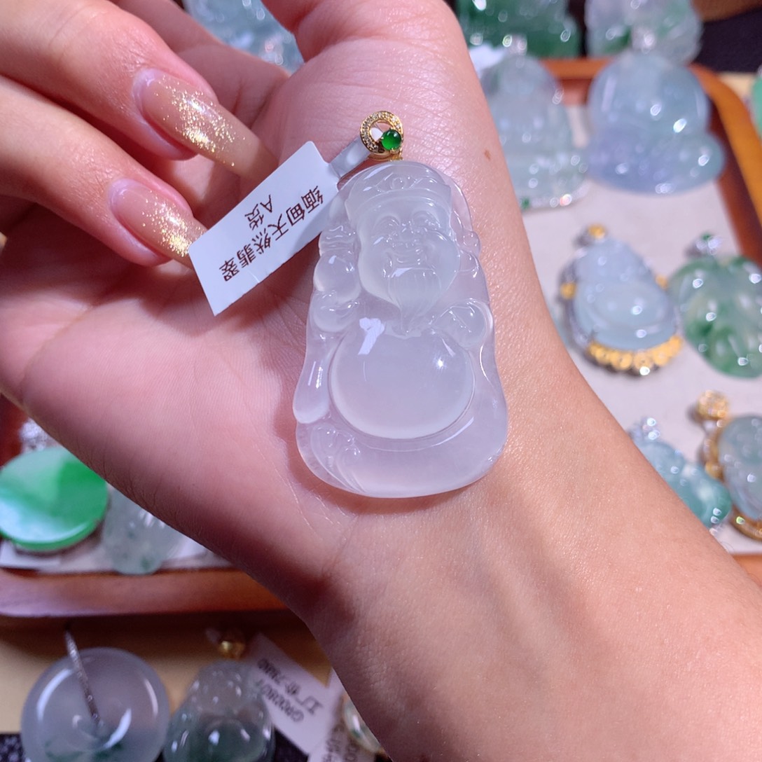 翡翠吊坠(不含链)18K金镶嵌