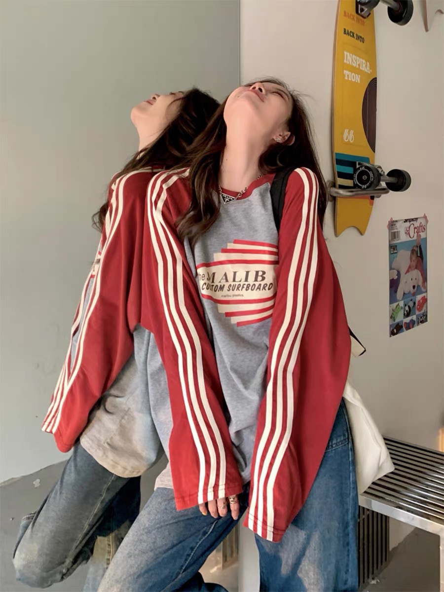 秋冬款卫衣时尚女款春秋长袖运动休闲百搭宽松学生条纹ins韩版