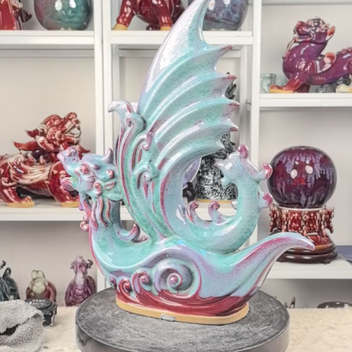 摆件钧瓷摆件神後鎮鈞瓷