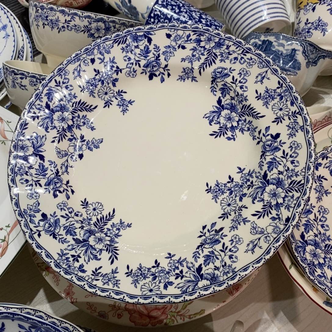 瓷微瑕青花十寸平盘