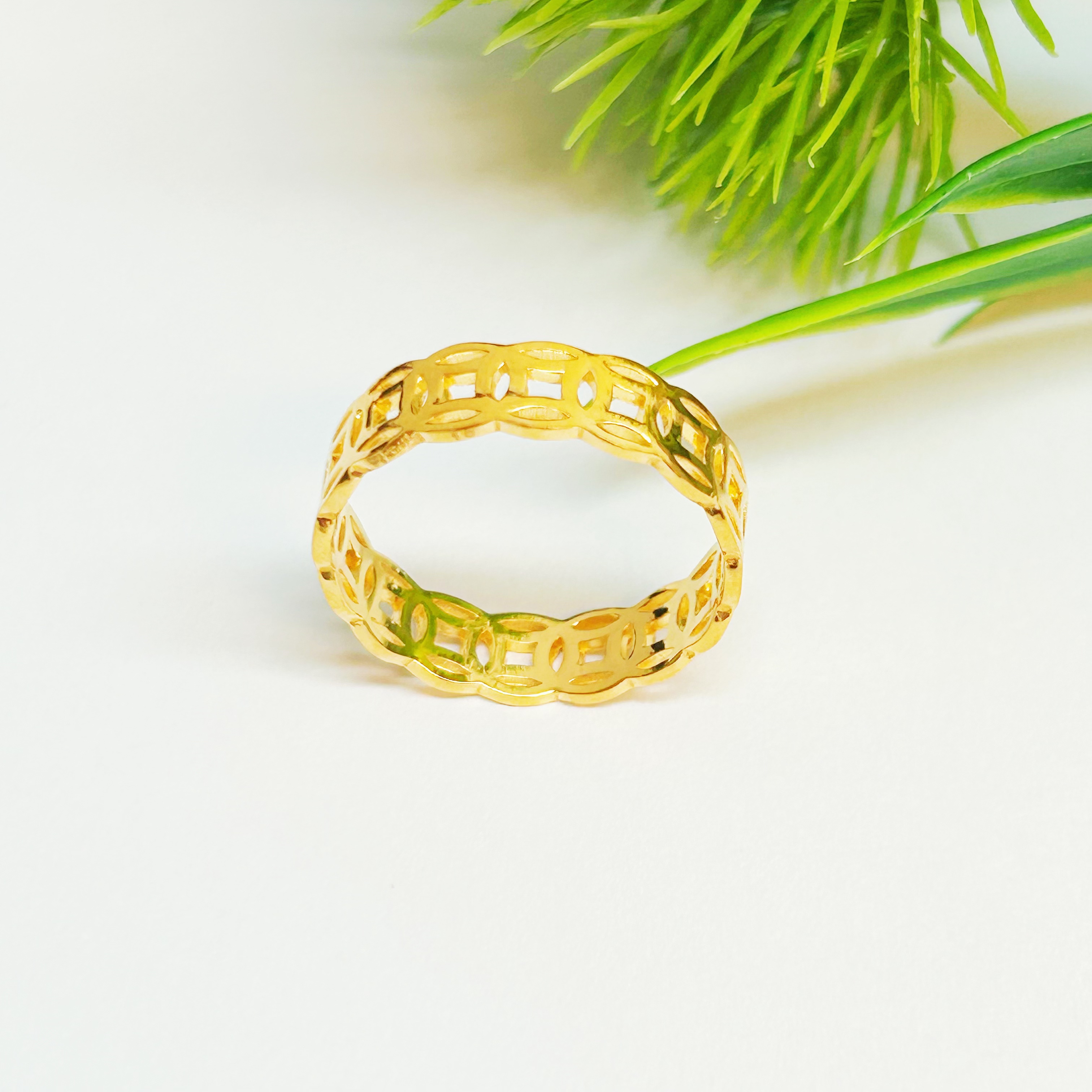 【富远黄金】足金亮面镂空铜钱指圈FYHJ01020630