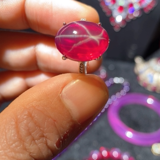 红宝石戒指银S925镶嵌