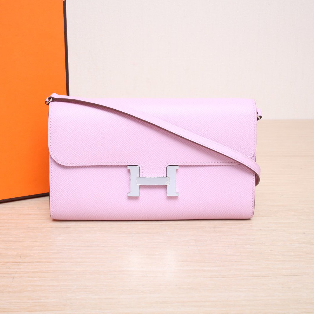 95新 Hermes/爱马仕 花花康康 Long To Go 长款钱包 锦葵紫 U刻
