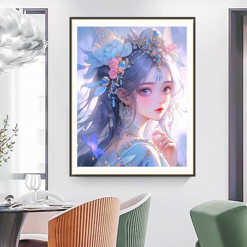 蝴蝶女孩十字绣可爱古风女孩国风美少女卡通美女治愈人物48色新款