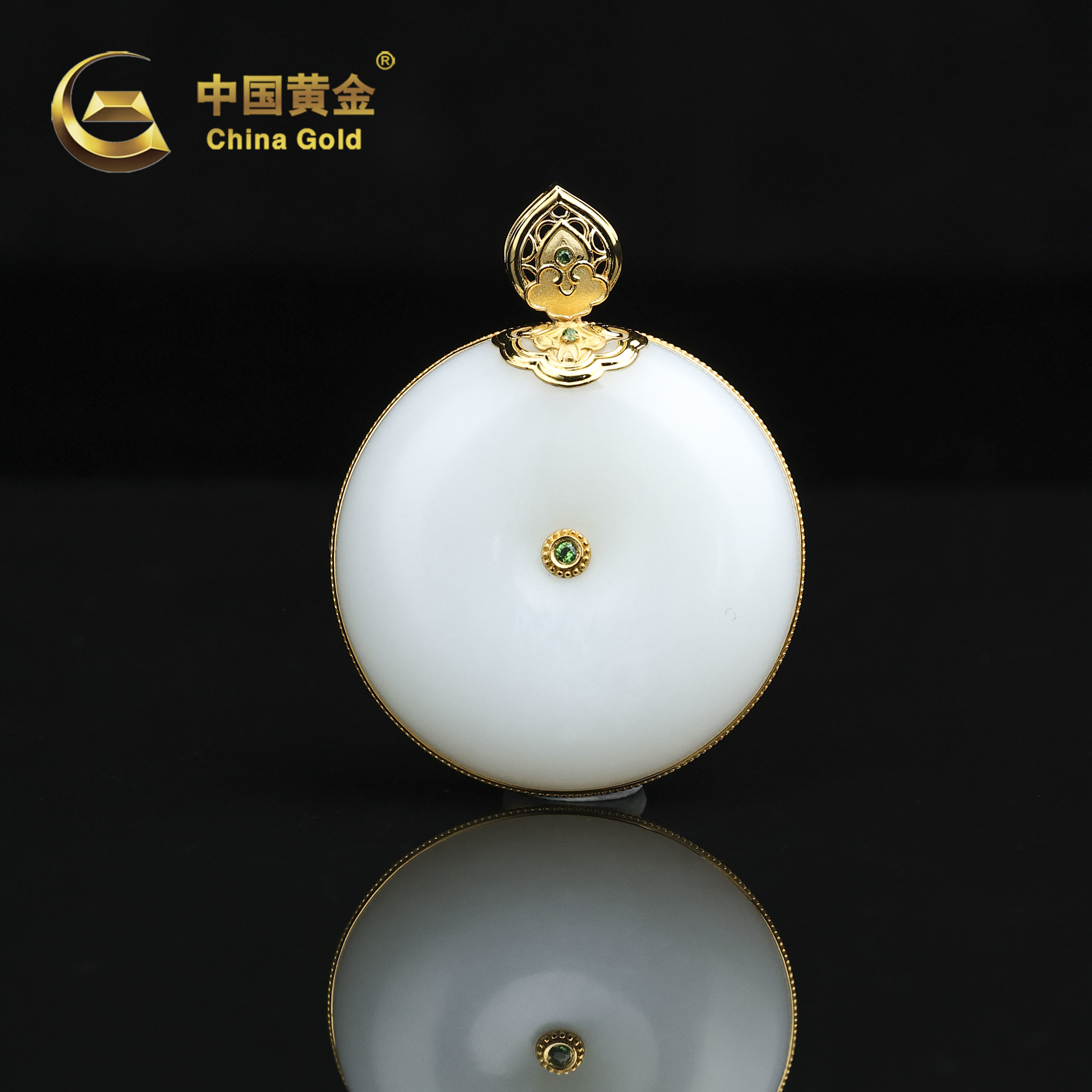 【中国黄金】抒湘 | 和田玉*吊坠*18K金镶嵌-D11274-Y