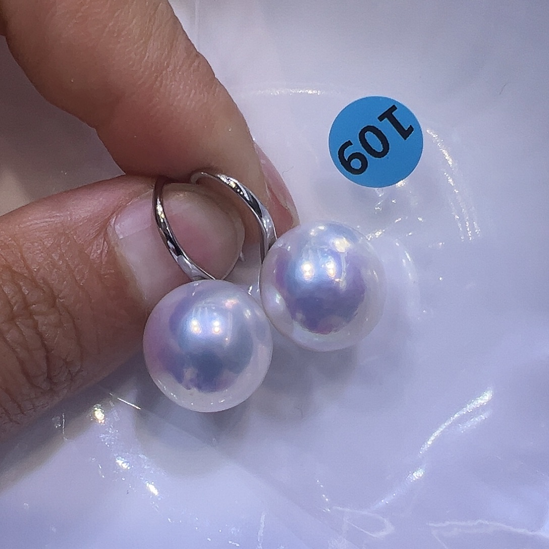 耳饰银S925镶嵌淡水珍珠