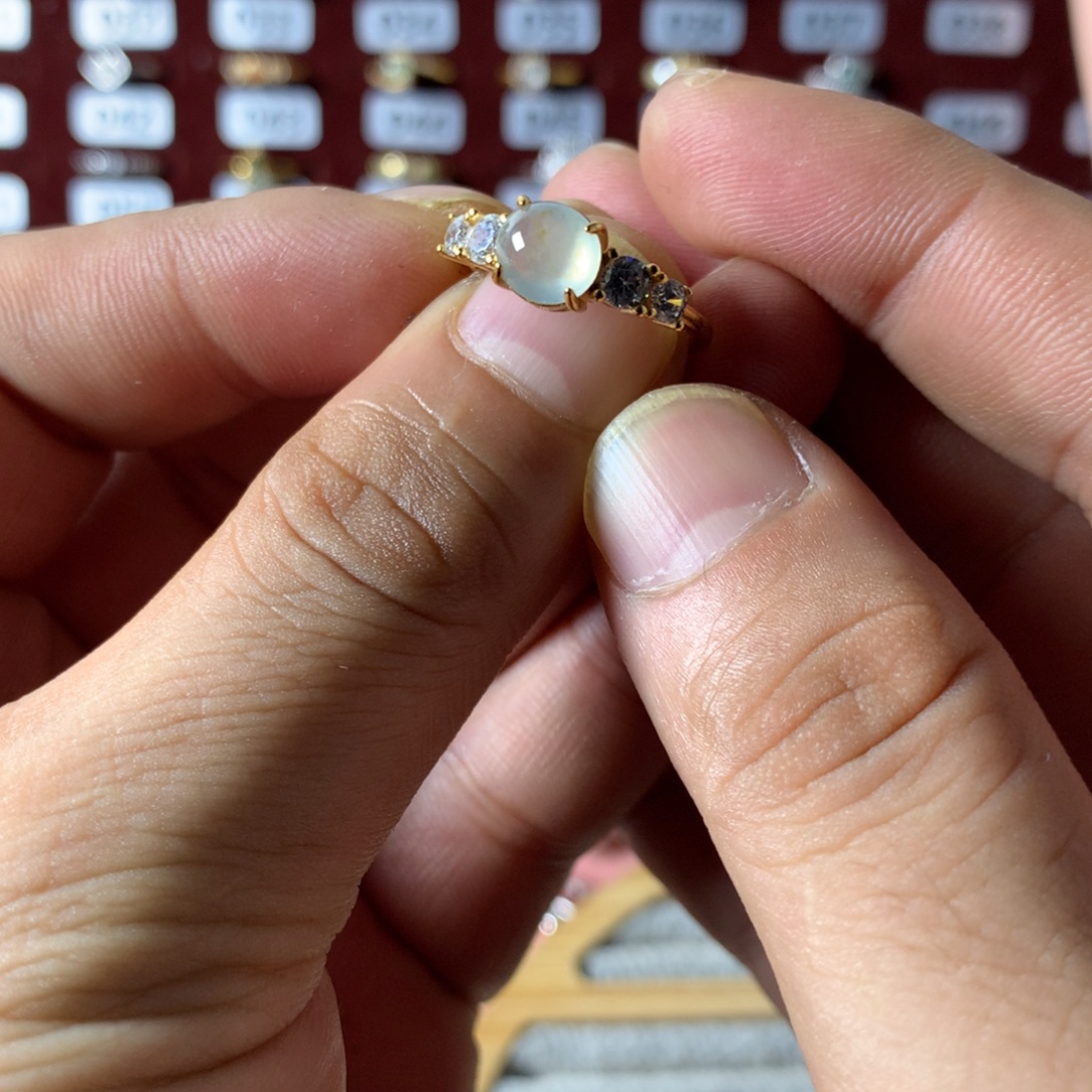 腊***宝翡翠银S925镶嵌戒指594