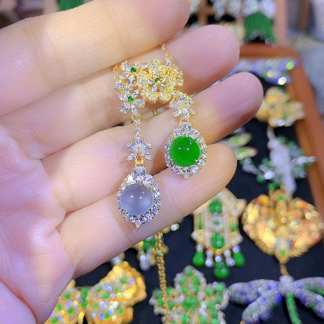 吊坠(不含链)银S925镶嵌翡翠