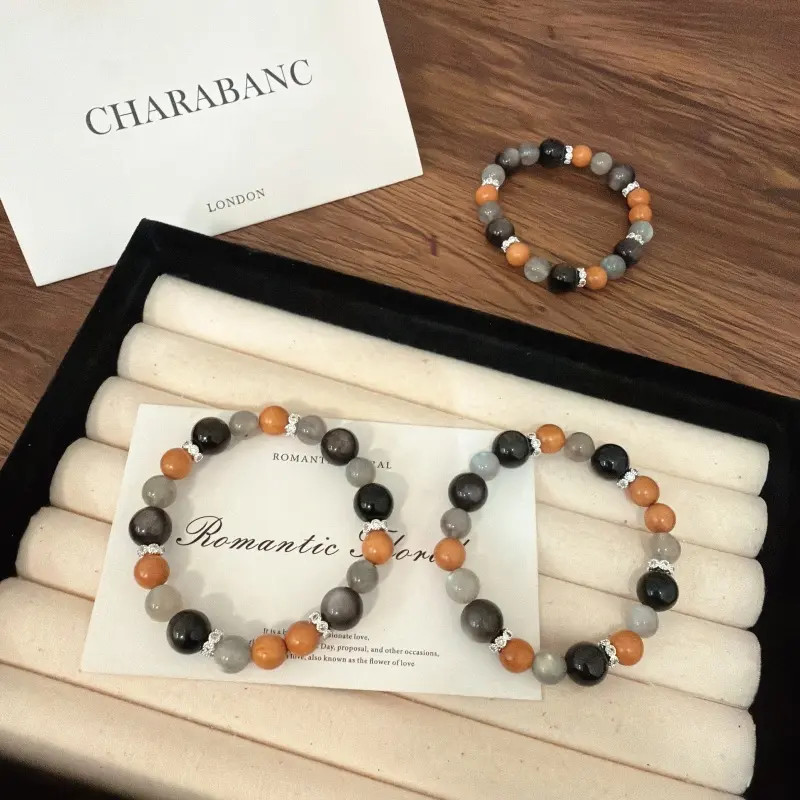 X2286银曜石灰月光手链高端轻奢手串多样性发一