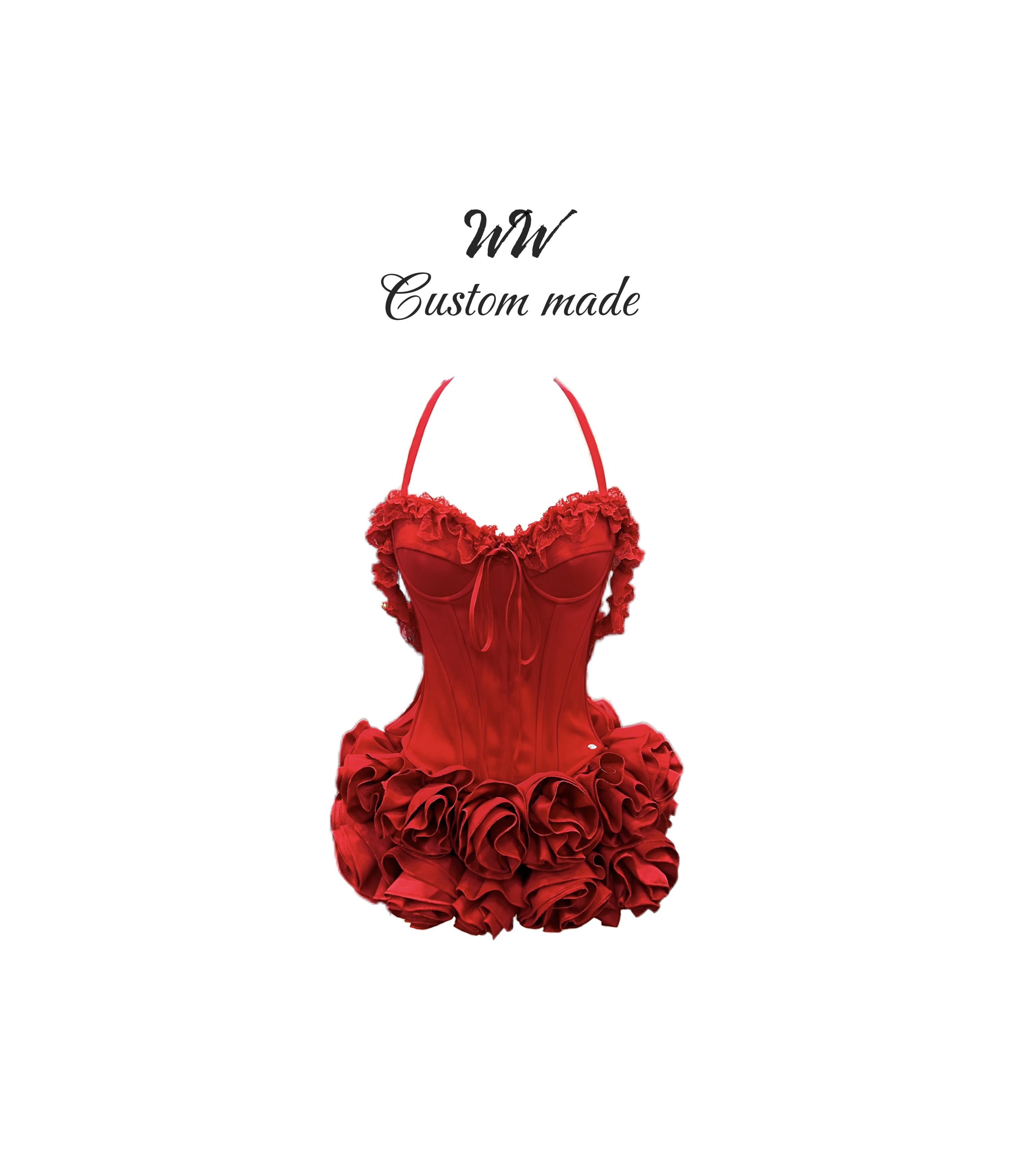 WW定制「甜蜜玫瑰」法式轻奢气质收腰复古仙气宴会上衣半裙套装