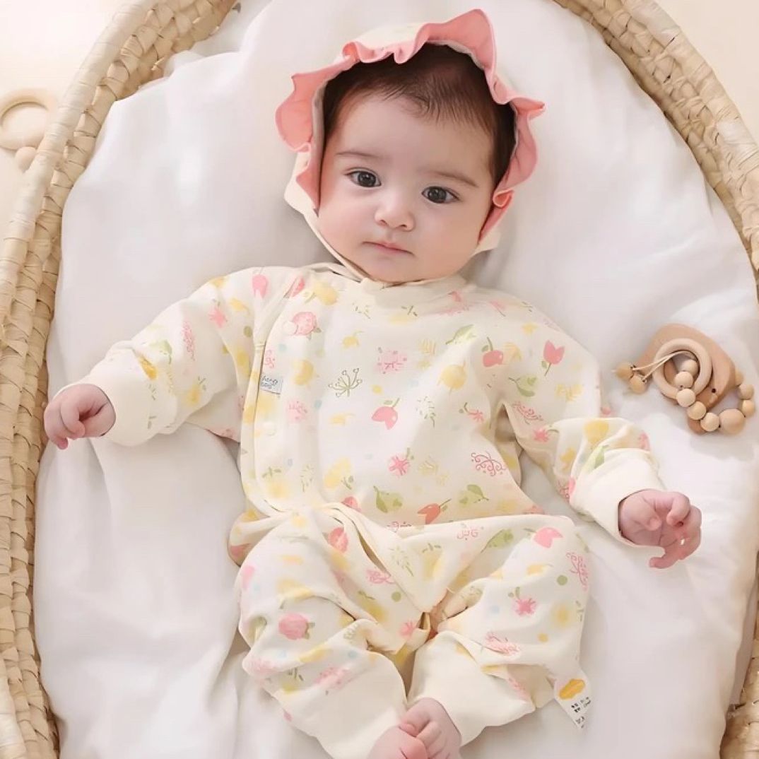 阿资娇棉毛无骨婴幼儿连体衣