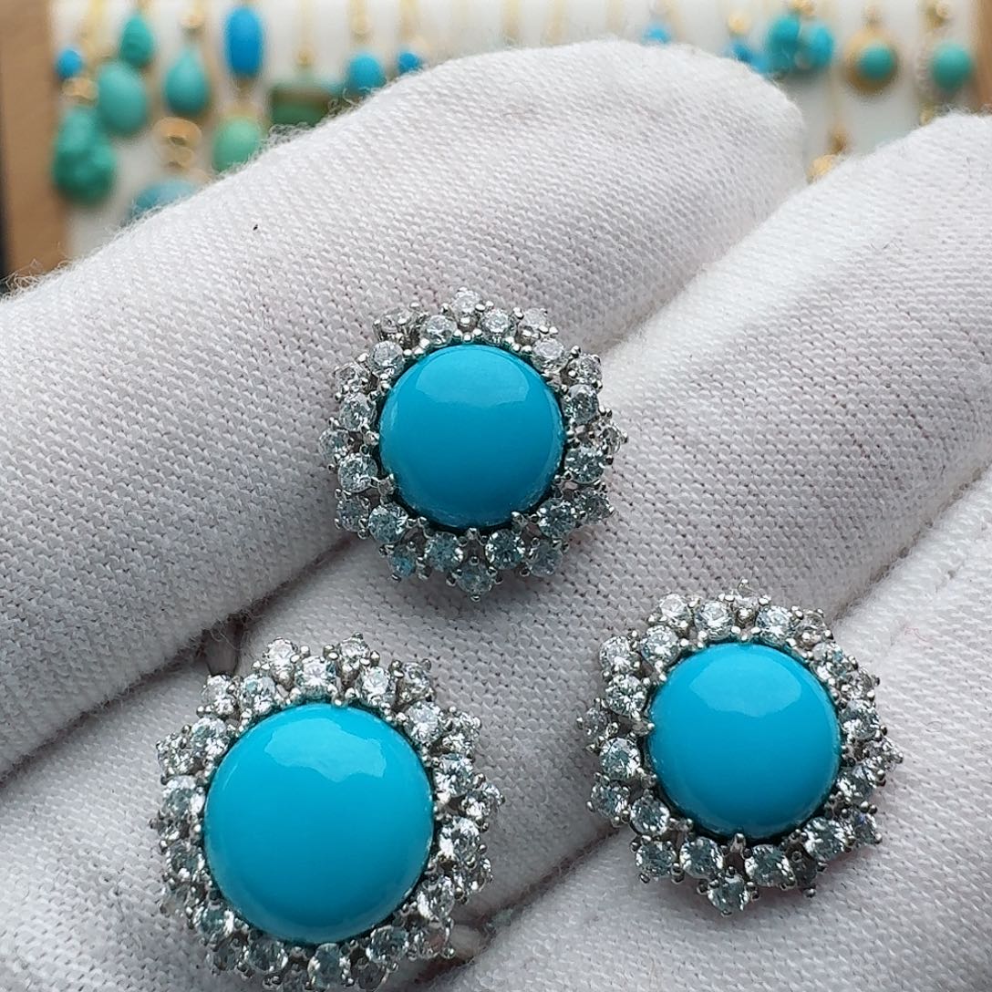 绿松石银S925镶嵌戒指