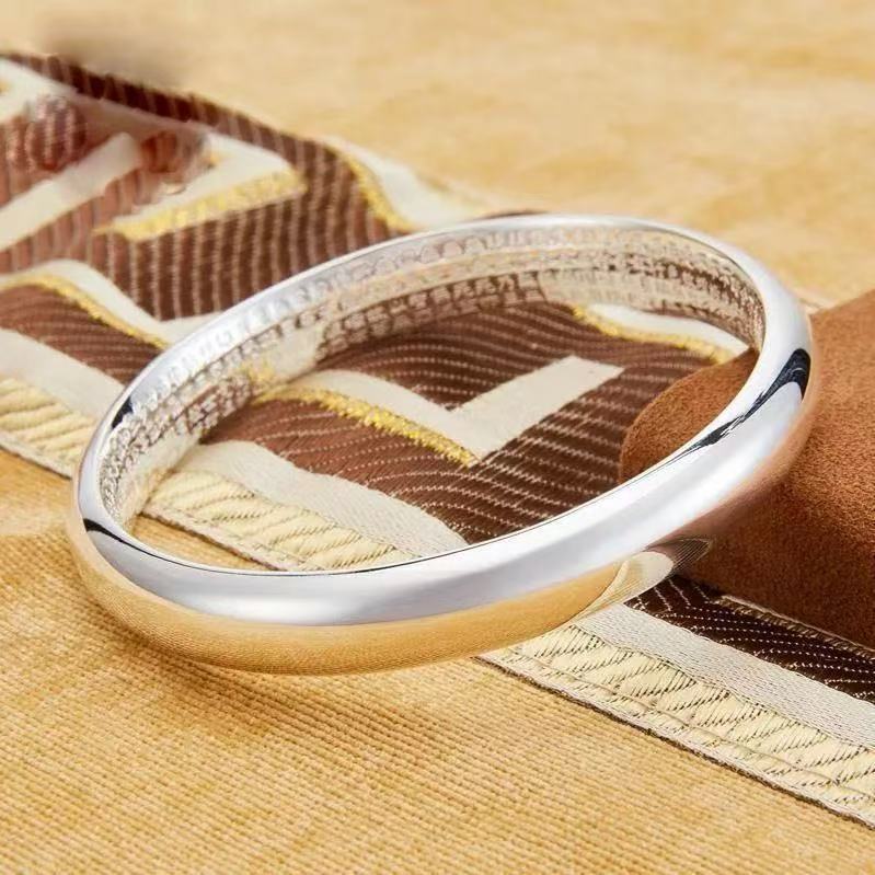 足银手镯 L17足银999.9古法传承心经闭口亮面镯经典泥鳅背