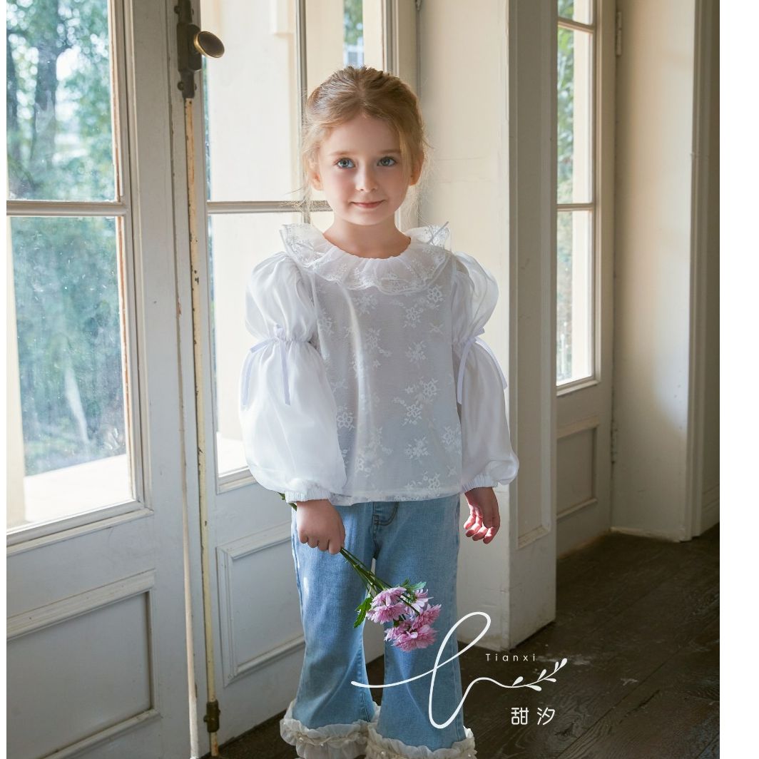 蕾丝蝴蝶结娃娃衫86019
