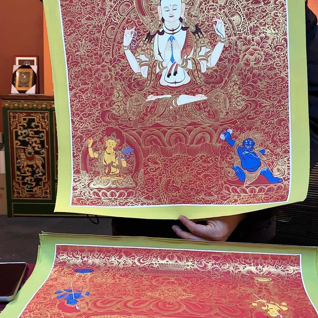 装裱画40×60红金唐四臂