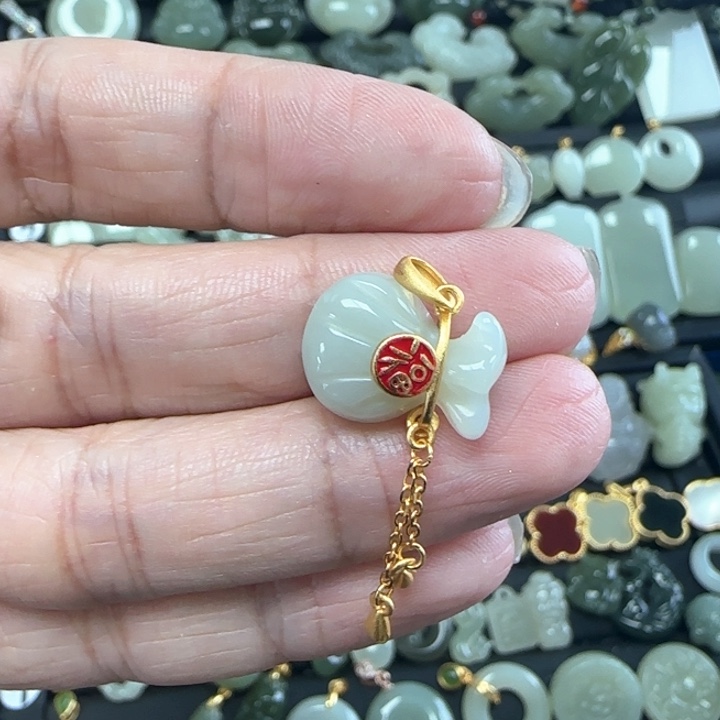 和田玉银S925镶嵌吊坠(不含链)