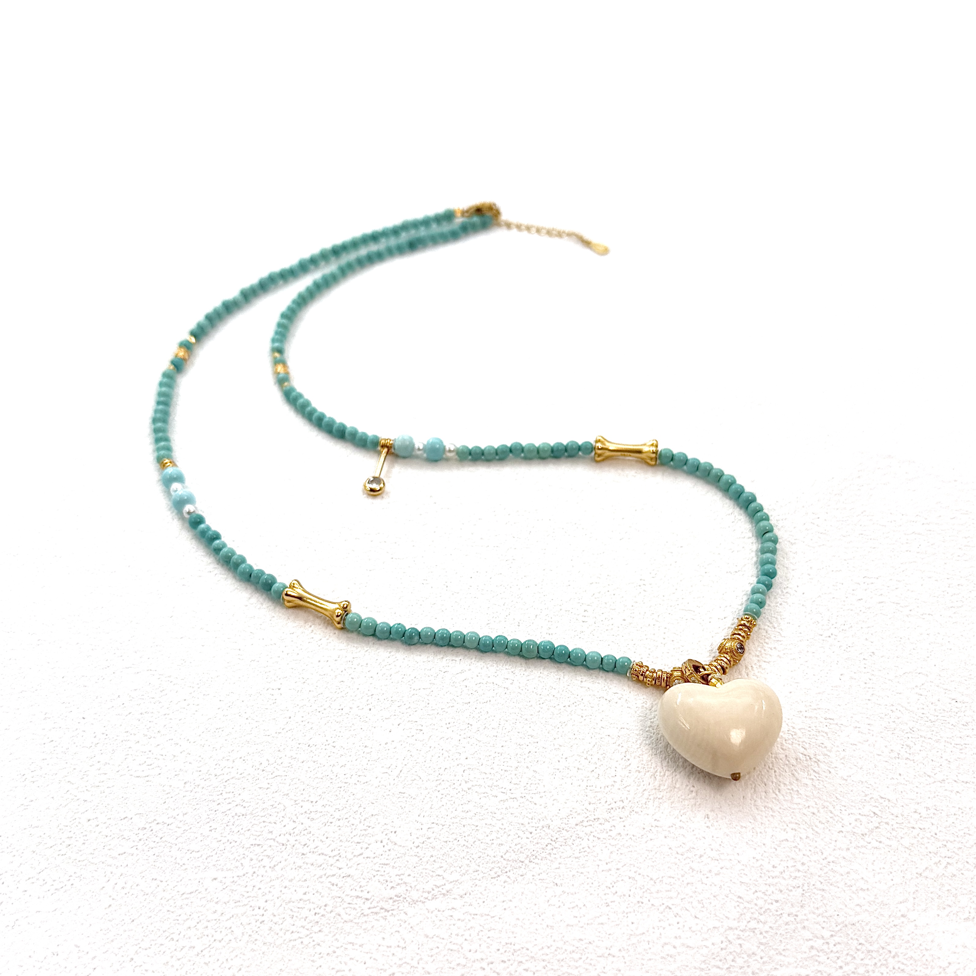 【V姐珠宝】LL61719 原矿绿松Diy小米珠设计项链