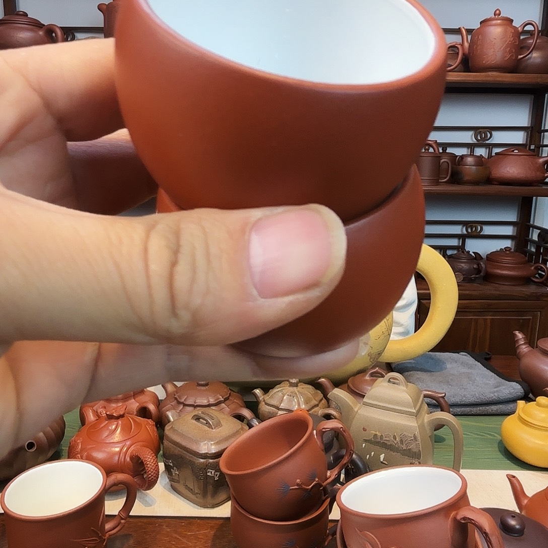 紫砂茶杯紫砂杯白釉