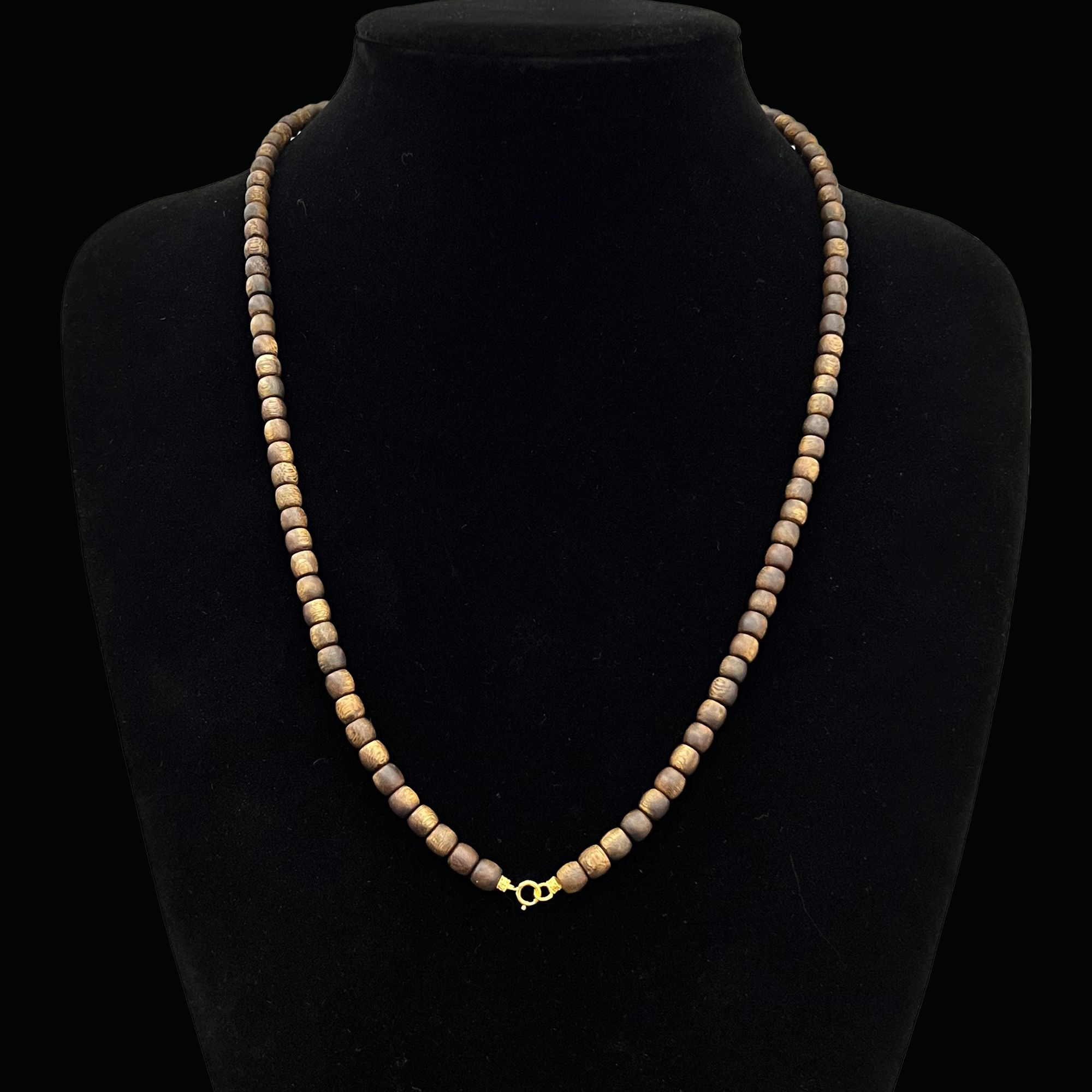 沉香老型18K金长链 珠径约5.5-6mm 链长约55cm 金约0.15g