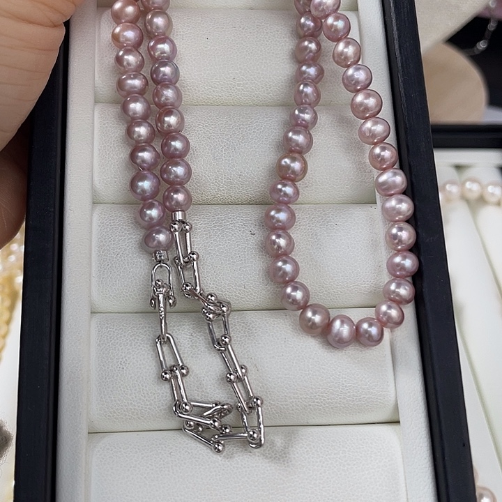 颈饰银S925镶嵌淡水珍珠