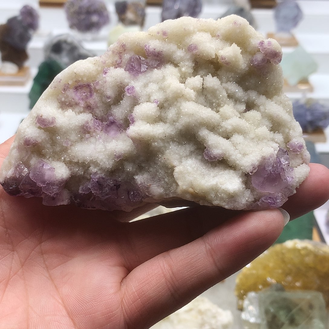石材贵州紫萤石水晶共生